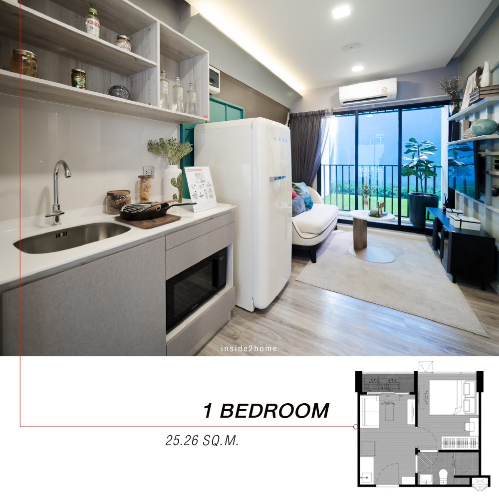 ไอเดียแต่งคอนโด : ห้องนอน 1 Bedroom 25 ตารางเมตร